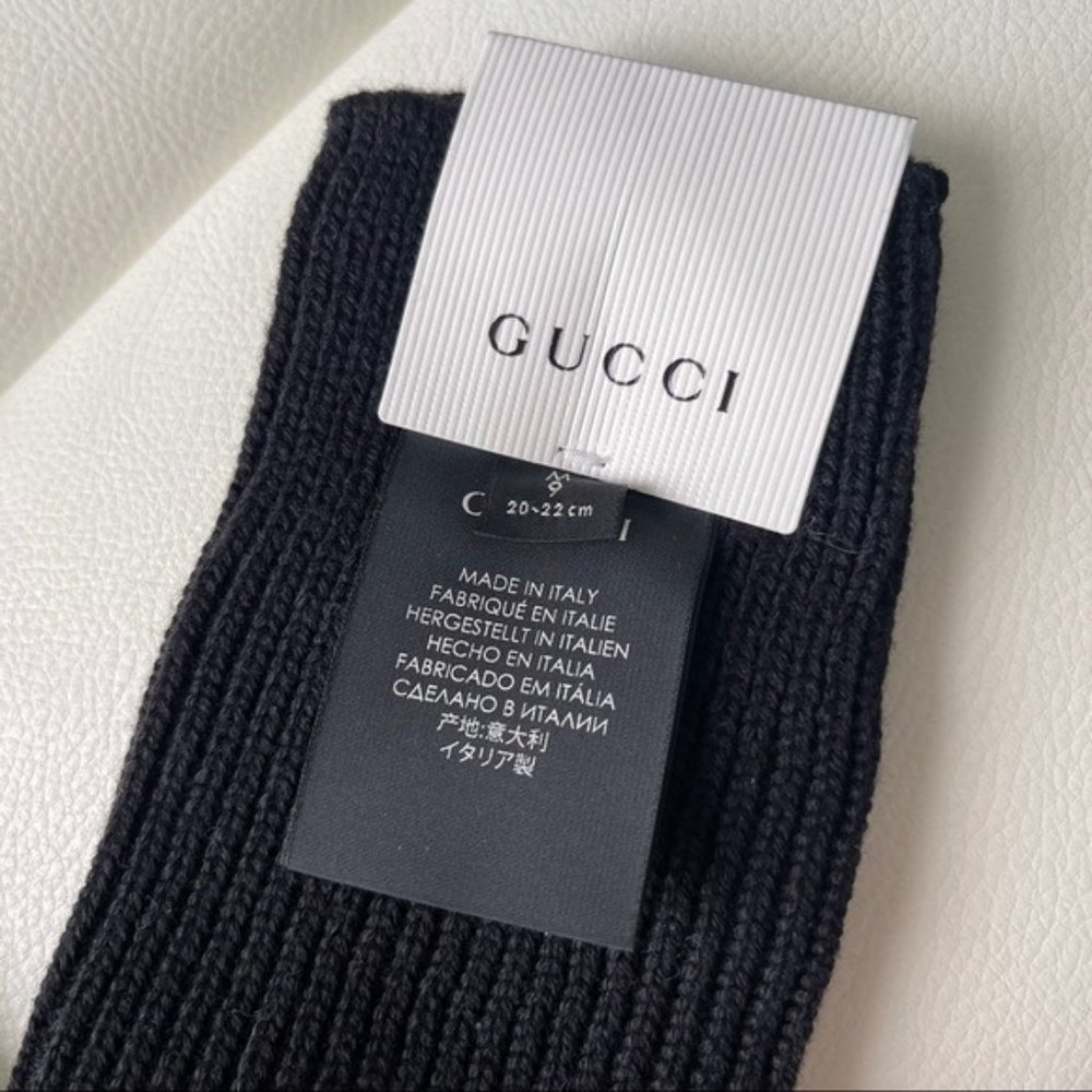 🖤🤍NWT Gucci Socks M Black White Wool - Picture 5 of 5